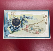Vintage Postcard 1910's A Cherry Greeting In Remembrance Kind Forget Me Not