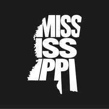 Tipografía del estado de Mississippi nombre contorno calcomanía de vinilo arte estatal forma pegatina