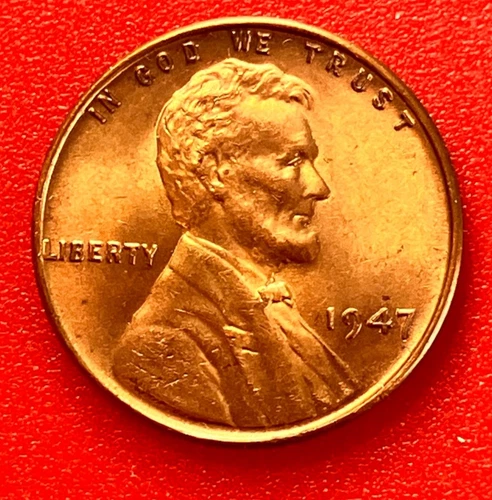 1947-P Lincoln Wheat Cent Penny GEM RED BU From an Original Bank Roll
