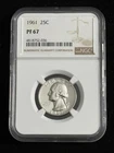 1961 WASHINGTON QUARTER 25C SILVER PROOF U.S COIN NGC PF 67 PF67