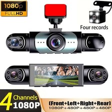 360  Dash Cam Front Rear Inside 1/2x4 Channel Camera FHD 1080P Recorder G-Sensor