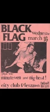 Black Flag 11x17"  City Club, Detroit Poster