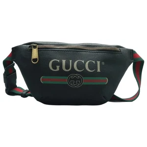 Sac ceinture en cuir noir imprimé GUCCI 610 021325