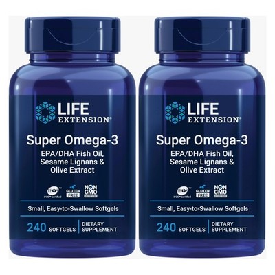 Life Extension Fish Oil 240 Softgels with Sesame Lignans & Ol 240 Count x 2 pack