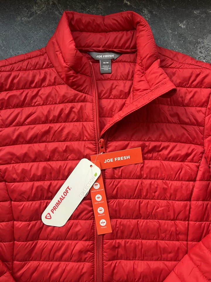 Chaqueta acolchada roja Joe Fresh para mujer mediana acolchada con cremallera cálida ropa exterior de otoño Foto 2 de 4