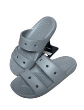 Crocs Slides Sandals Gray 2 Strap Iconic Comfort Slip On Womens Sz 4 Men's Sz 2