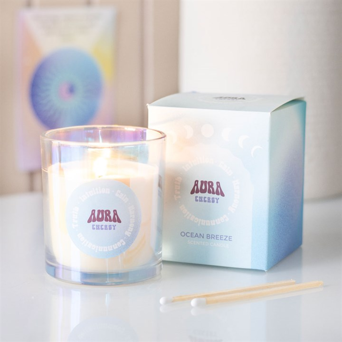 Aura Energy Ocean Breeze Iridescent Scented Jar Candle