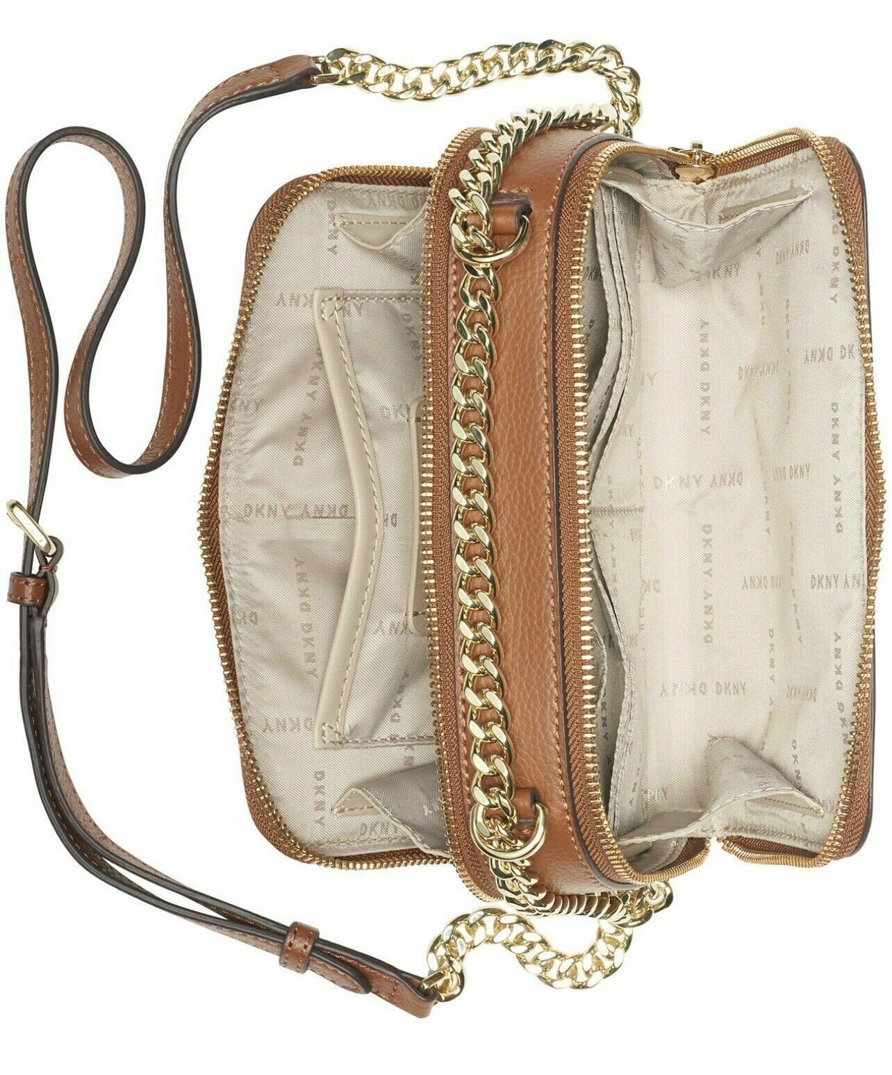 DKNY Felicia Double Zip Leather Crossbody Shoulder Handbag for sale