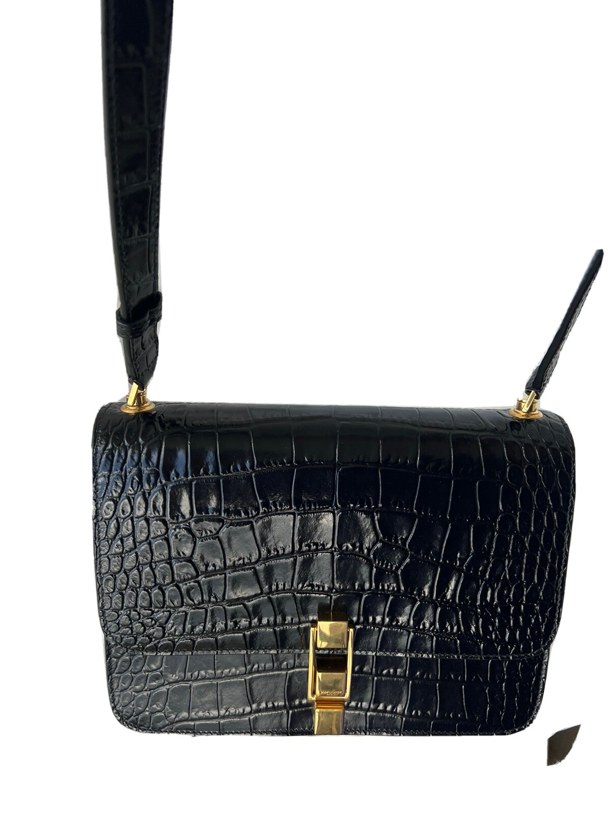 Nuova borsa a tracolla Saint Laurent YSL in pelle Carre Medium goffrata con coccodrillo