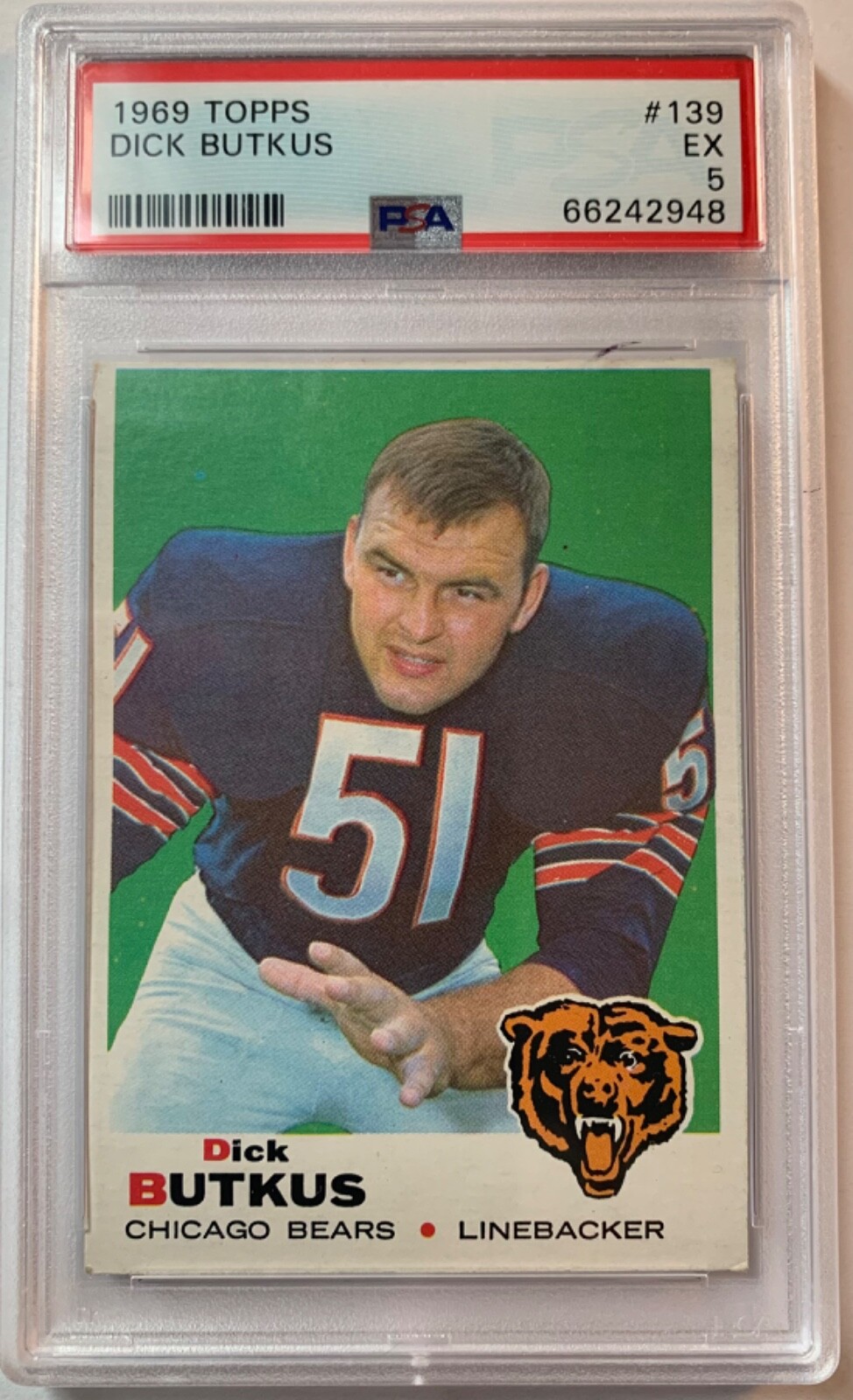 1969 Dick Butkus Topps # 139 PSA Ex 5