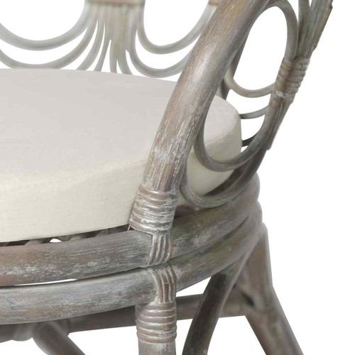 Esszimmerstuhl mit Kissen Grau Natur Rattan Leinen - Bild 5 von 6