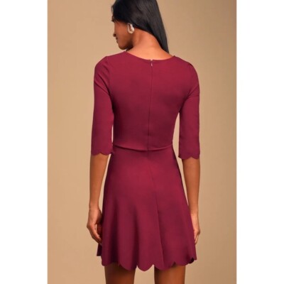 Lulu's Cumulonimbus Clouds Burgundy Skater Dress Size Large M New | eBay