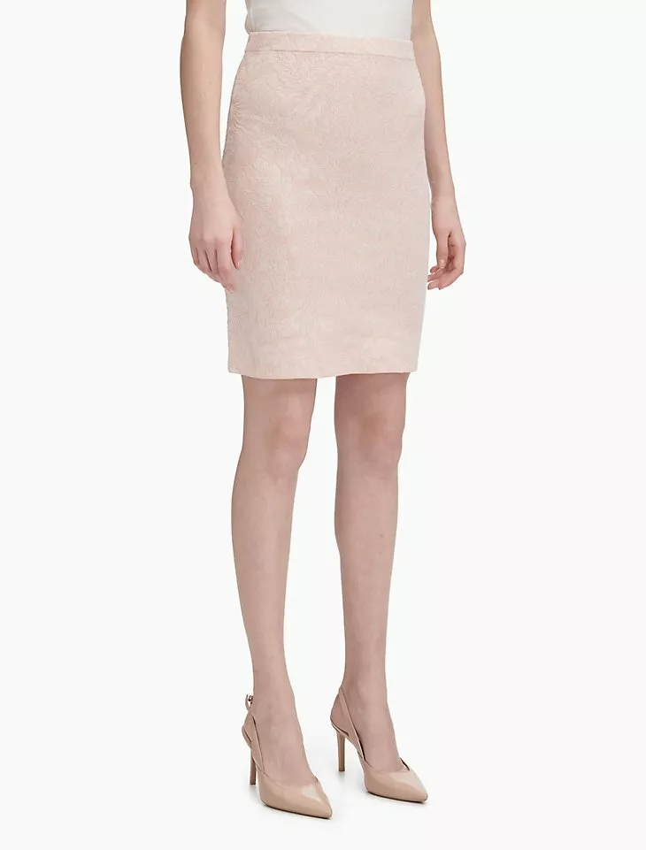 Calvin Klein Skirt Blush Pink Jacquard Knit Pencil Skirt Stretch