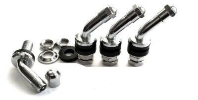 #ad 45 DEGREE ANGLE METAL CHROME TIRE VALVE STEMS HIGH PRESSURE BOLT IN 4 PIECES 503 $14.99