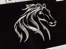 Engraved Horse Lover Gift Car Tag Diamond Etched Vanity License Front Plate