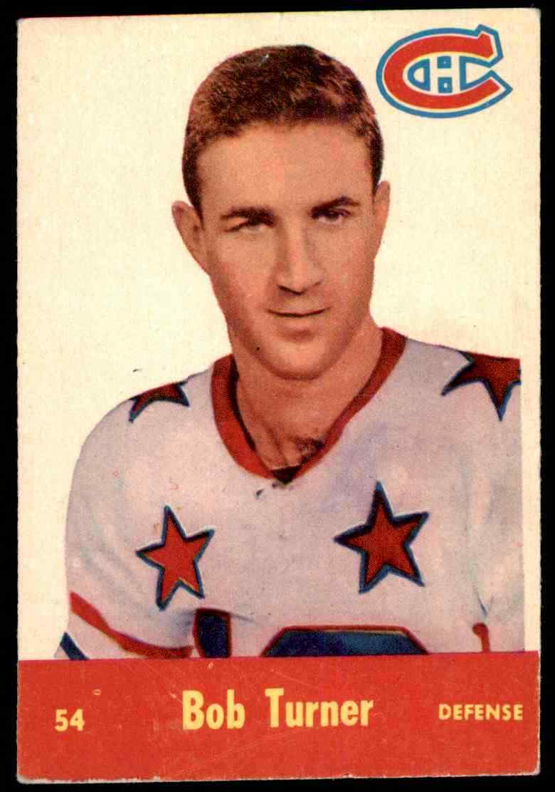 Bob Turner #54 Hockey Cards 1955 Parkhurst Quaker Oats trading card — raw and PSA graded price guide