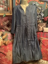Stunning Denim Jacket Coat, East 12, Fitted, Toggle Fasten, Lined,tie Middle Vgc