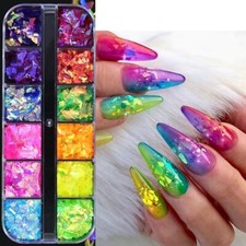 12Grids Holographic Mermaid Colorful Nail Art Glitter,Irregular Rainbow color-2