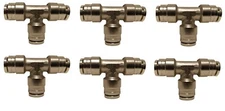 6 Air Suspension System Fittings 1/4" Air Hose Push In To 1/4" 3 Way Tee Union 