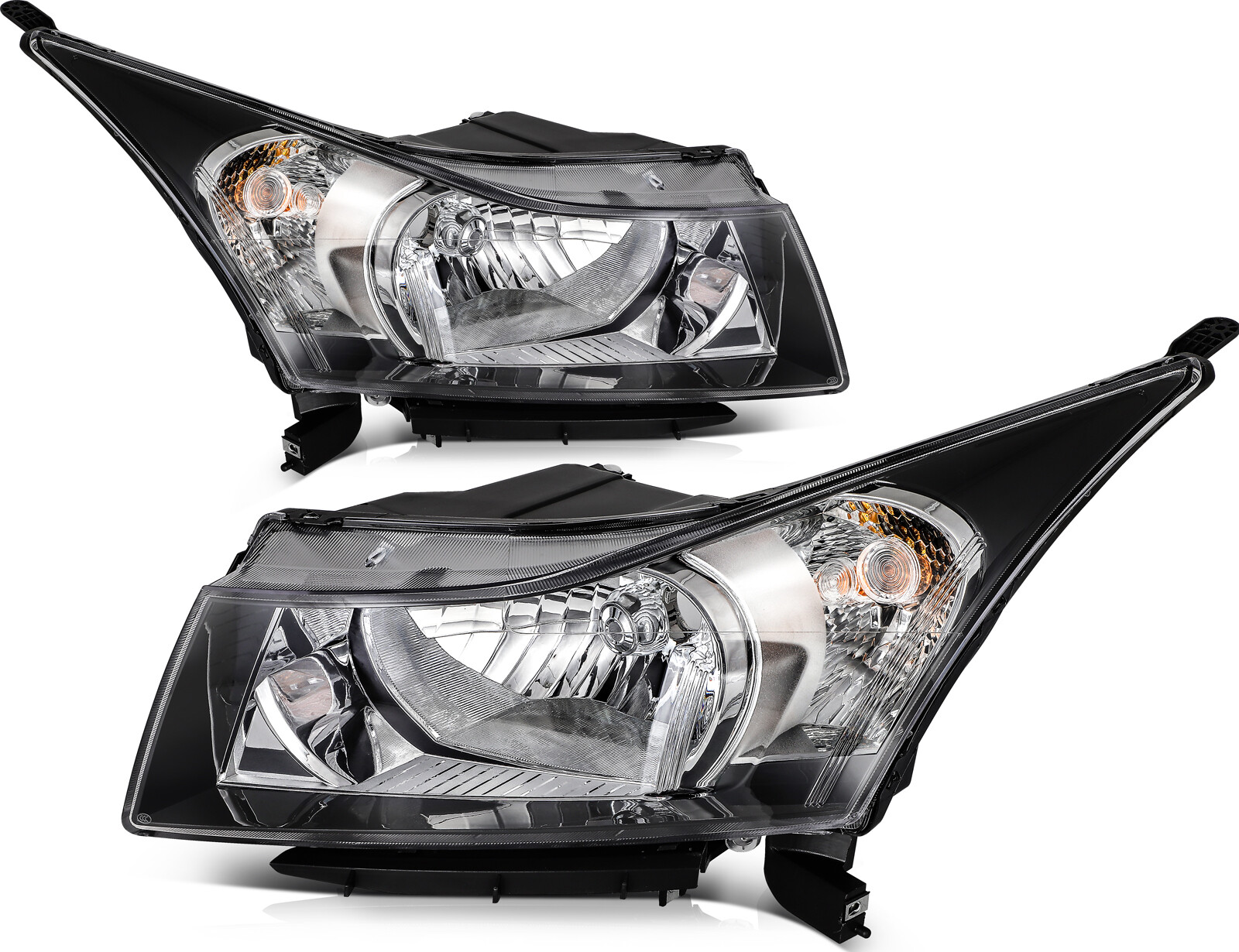 Pair Headlight Assembly For Chevy Cruze 4-Door Sedan 2011-2015 Black Housing