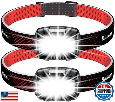 Blukar Headlamp Flashlight, 2-Pack 2000L Super Bright LED Rechargeable Headli
