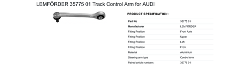 LEMFÖRDER 35775 01 Track Control Arm for AUDI - Picture 9 of 16