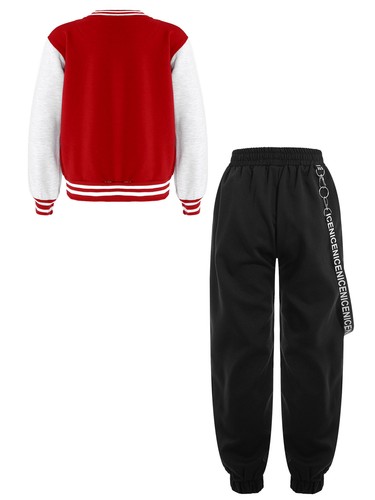 Kids Girls Coats With Sweatpants Set Sport Tracksuit Long Sleeve Running Outfit - Picture 41 of 67