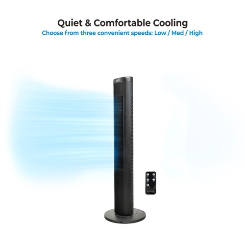 Comfort Zone Oscillating Tower Fan with Remote, 40 inches, 3 Speeds. Black - 第 7/7 張圖片