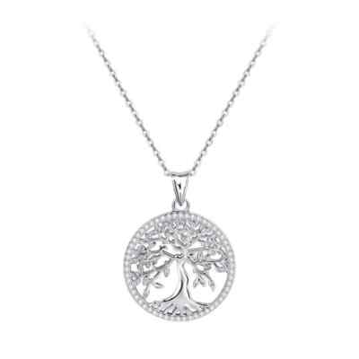 1.00 Ct Round Cut Moissanite Women's Tree of Life Pendant 14K White Gold Plated