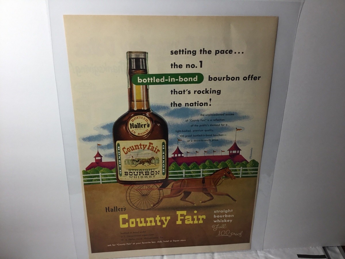 1950 Haller's County Fair Straight Bourbon Whiskey. Original Print