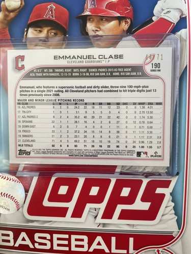 Emmanuel Clase 2022 Series 1 #190 Rookie Cup Black Parallel SP /71 Guardians - Bild 2 von 2