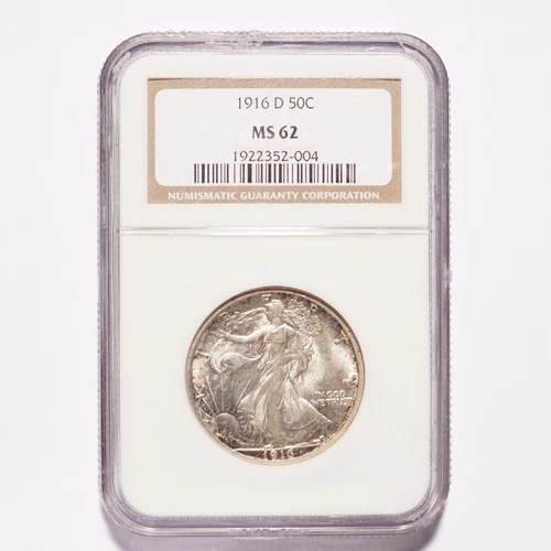 1916-D Liberty Walking Silver Half Dollar NGC MS62