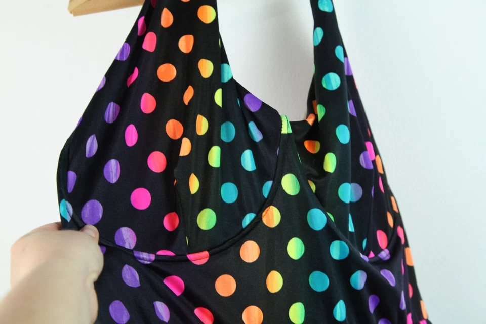 复古大码 48 码浴衣黑色圆点彩虹 Maximalist 90 年代度假村 — 第 2/4 张图片