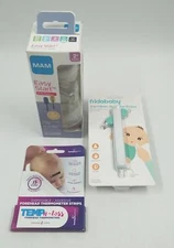 Temp-N-Toss Thermometer Strips, FridaBaby 3-in-1 Picker, MAM Anti-Colic Bottle