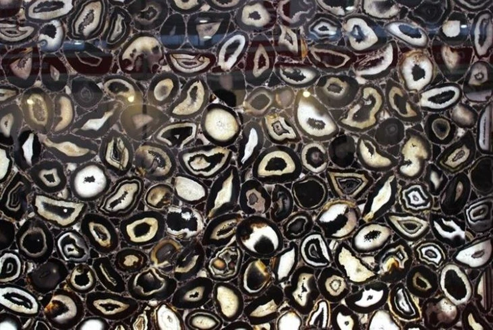 Resin Coffee Table Top with Elegant Look Black Agate Rectangle Kitchen Slab - Image 2 of 4