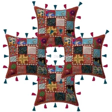 Vintage Cushion Cover Ethnic Sofa Cover Indian Decorative Bohemian Home Decor