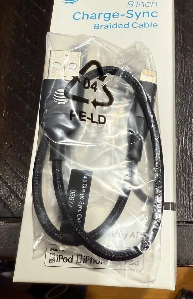 2-PACK AT&T iPhone MFI Certified 9inch Light-ning Braided Charge & Sync Cable - Image 2 of 3