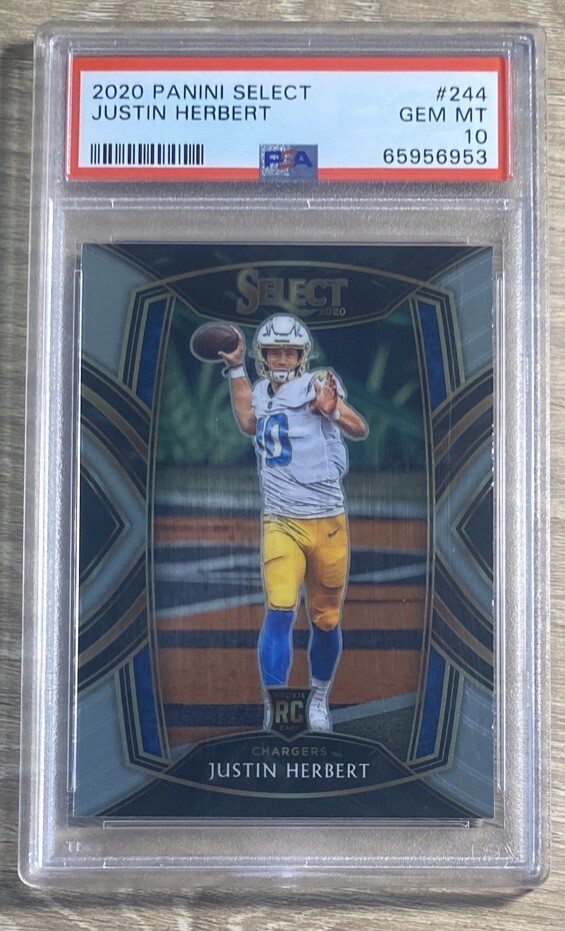 PSA 10 Justin Herbert 2020 Panini Select CLUB LEVEL #244 Rookie Card RC Chargers