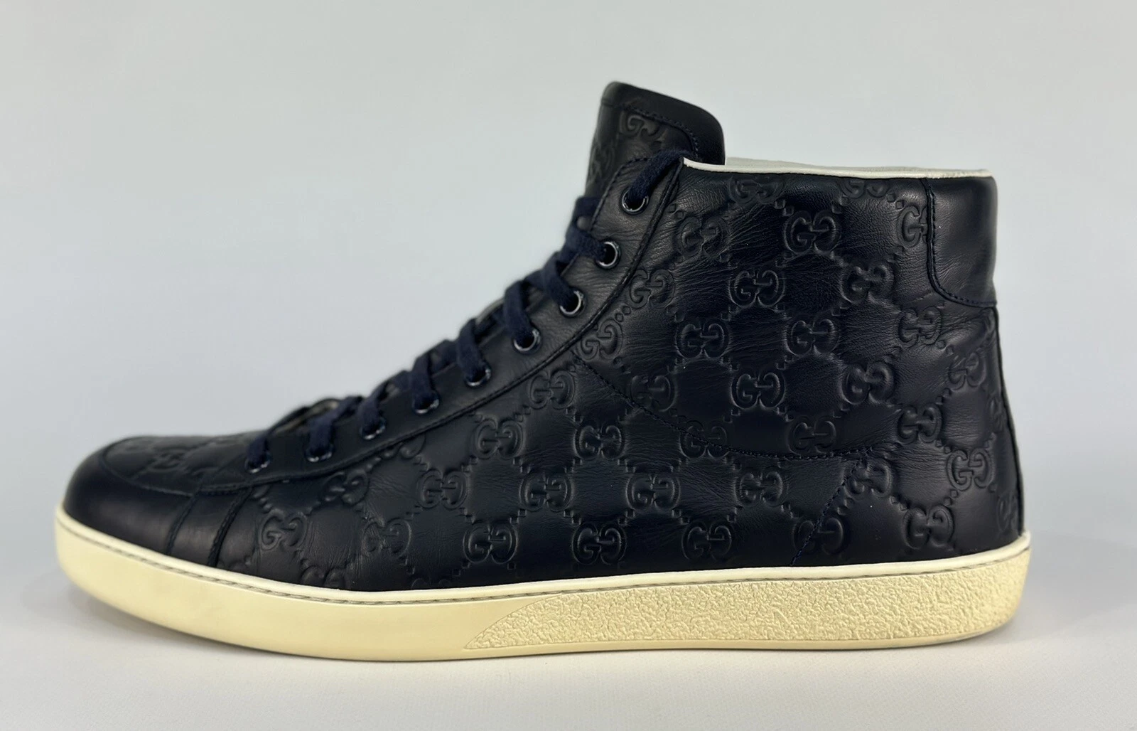 Baskets originales homme Gucci Brooklyn Guccissima High « Bleu » 357169 taille US 14