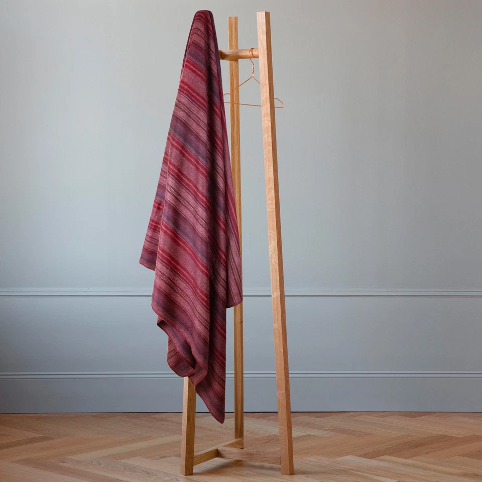 LUXURIOUS STRIPED ALPACA WOOL BLEND BLANKET 96x67 IN BURGUNDY & PURPLE TONES - Image 3 of 4