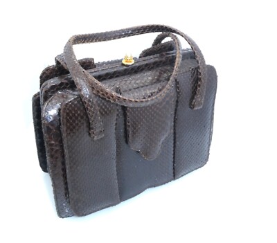 Vintage Design Schlangenleder Braun Damen Handtasche mit