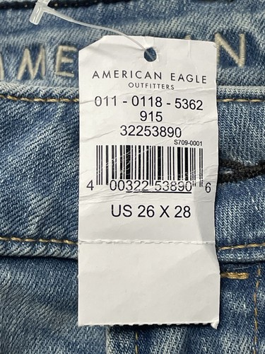 NWT American Eagle Airflex Athletic Fit Light Wash Whiskers Faded Jeans 26x28 - Picture 6 of 18