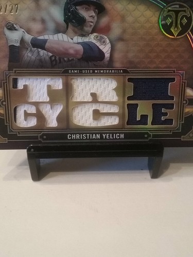 2022 TOPPS DREIFACHFÄDEN CHRISTIAN YELICH TRIZYKLUS AUFNÄHER 2/27 - Bild 5 von 6