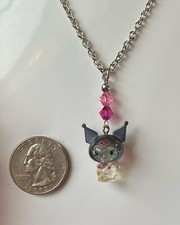 Rare hello kitty charm necklace mint Kuromi glitter charm.