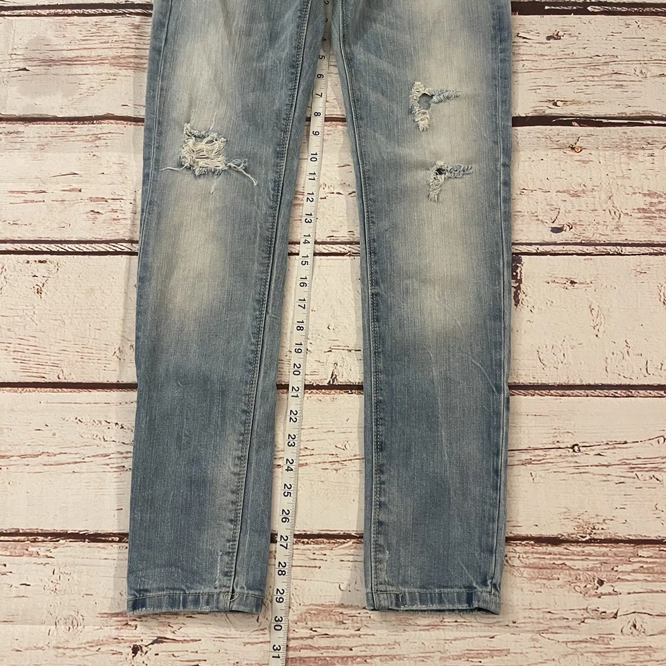 Zara Premium Wash Trafaluc Jeans Women's Size 4 Slim Blue Distressed Inseam 29” - Image 4 of 4