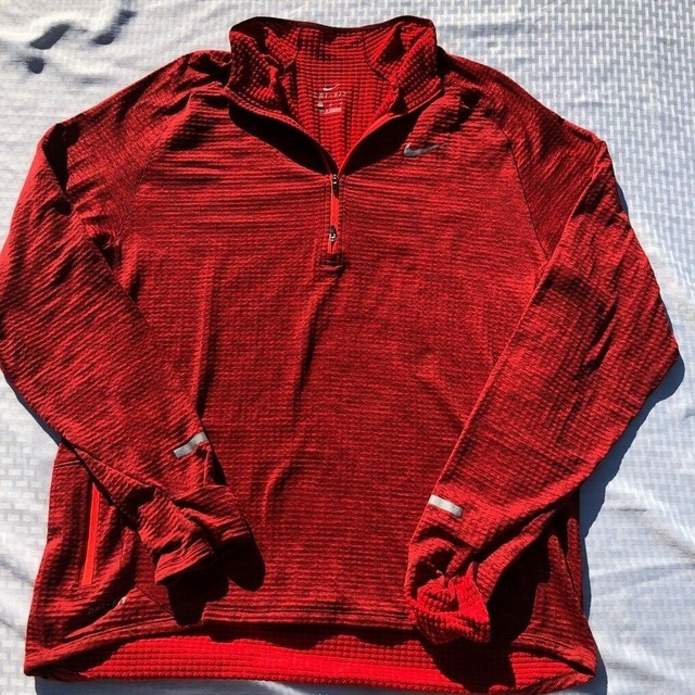 Nike Dri-Fit Running Menâs XL Quarter Zip thermal Pullover Red | eBay