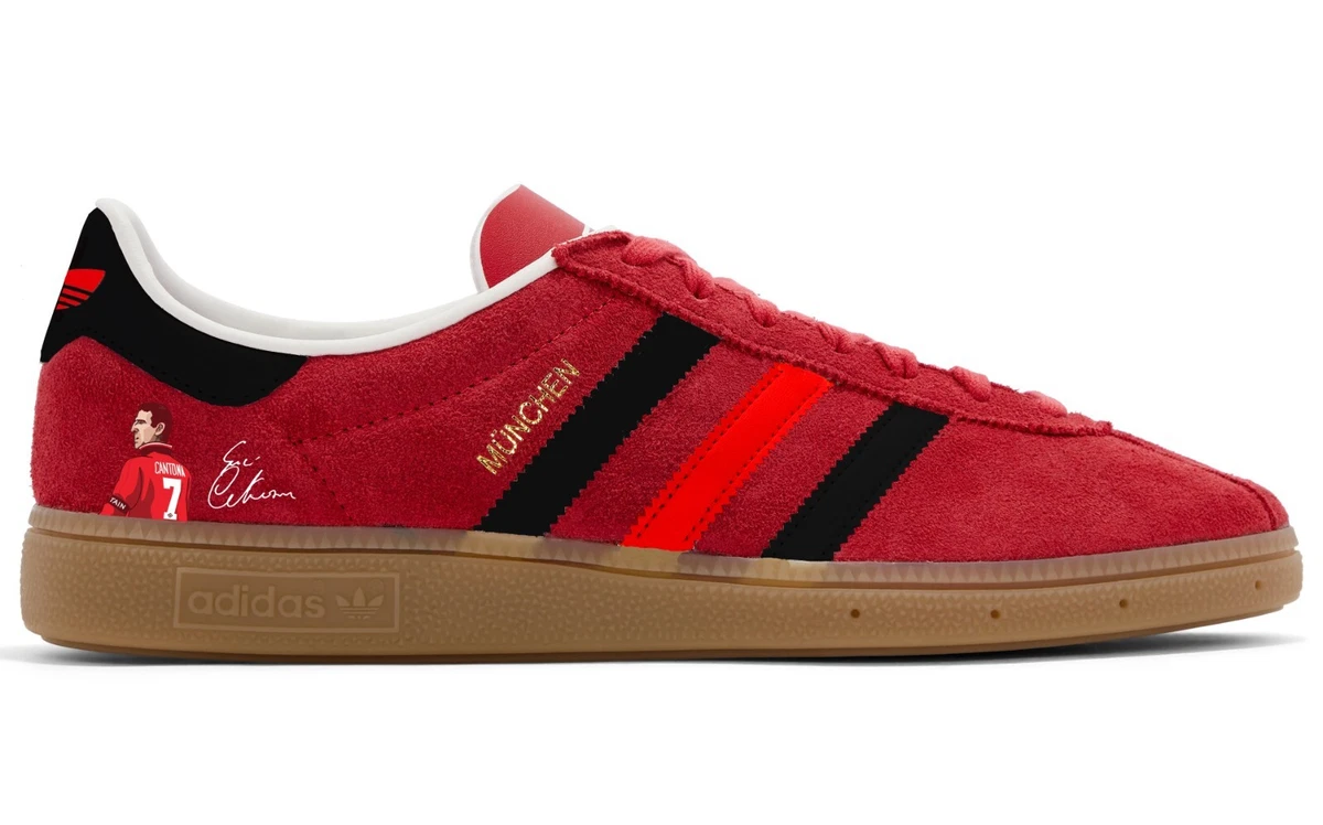 Pegajoso luz de sol Cooperativa Manchester United Eric Cantona Adidas Custom Munchen trainers Sizes 7 to 12  | eBay