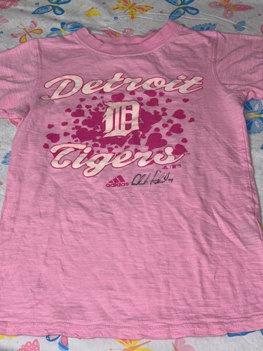 CHARLIE FURBUSH SIGNED Detroit Tigers Pink Girls T Shirt Size S-CH-7/8 - Picture 2 of 3