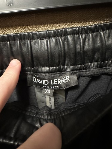 David Lerner Faux Vegan Leather Moto Jogger Pants Black Size XS - Picture 2 of 7