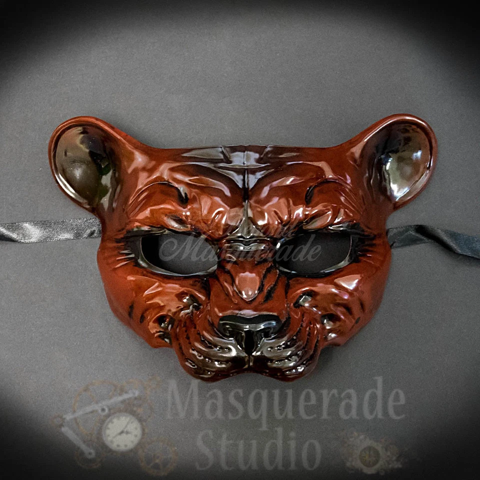 Leopard Haunted Animal Spirit Wall Decoration Halloween Masquerade Mask [Red] - Image 2 of 4